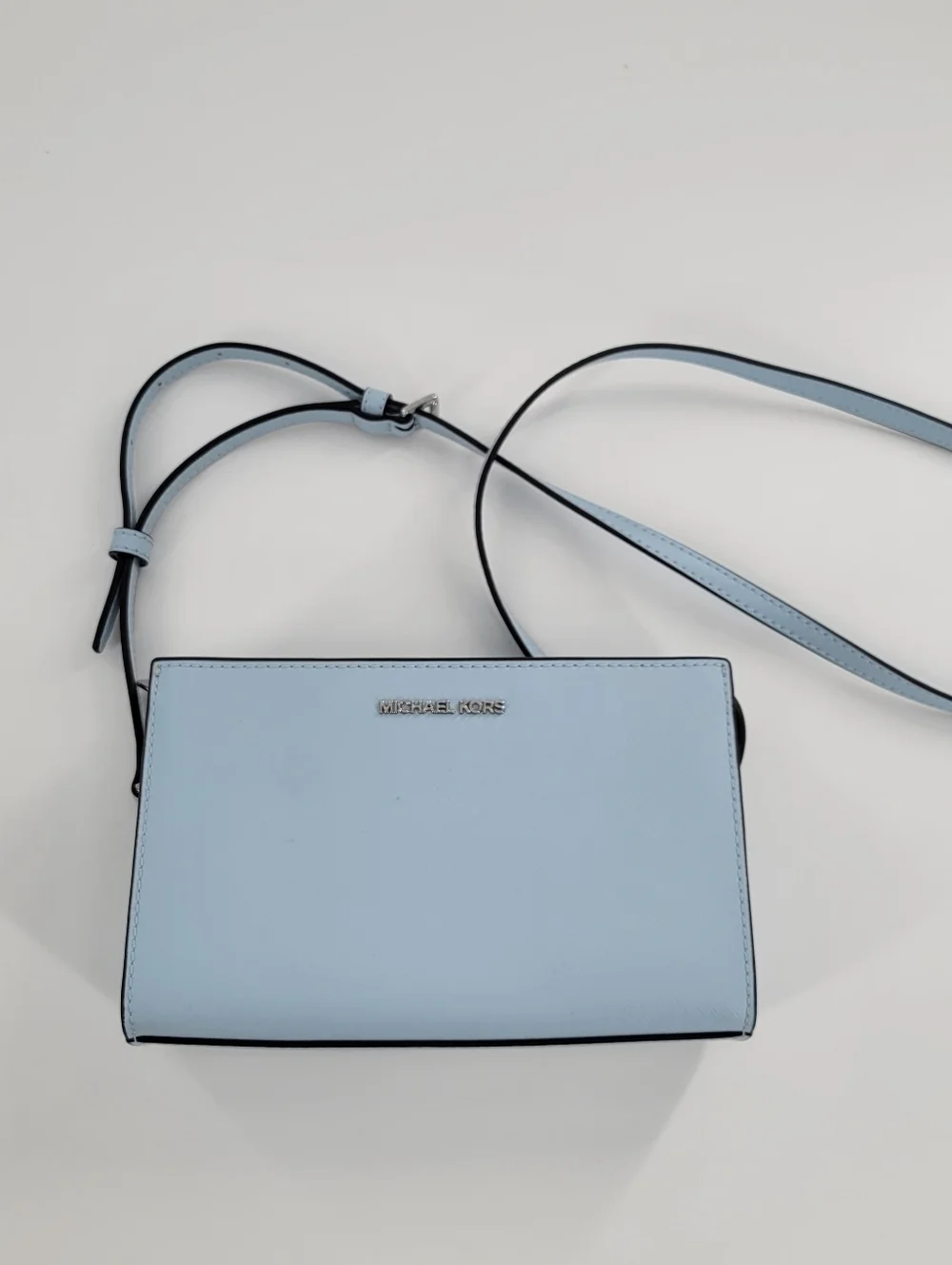 Michael Kors Light Blue Small Faux Leather Crossbody Bag New